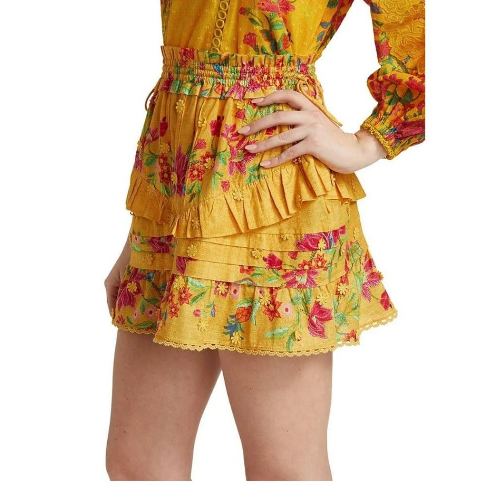 New FARM RIO Flower Dream Ruffle Mini Skirt